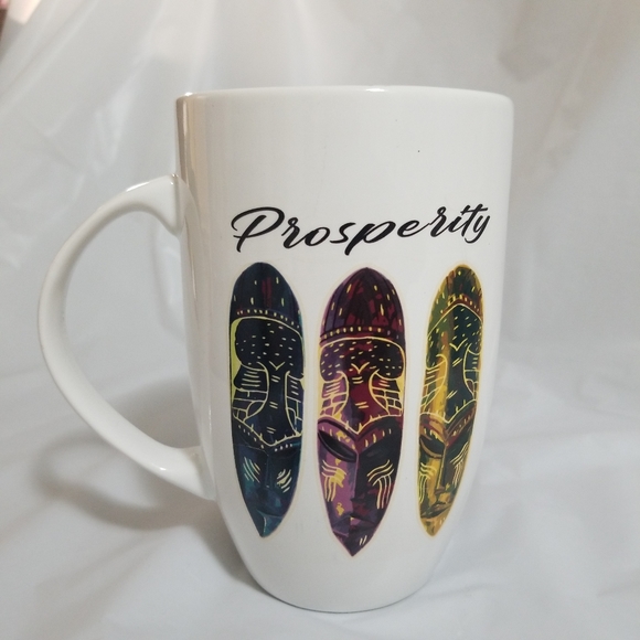 African Prosperity Fang Mask Porcelain Latte Coffee Mug 18oz. - Picture 1 of 7